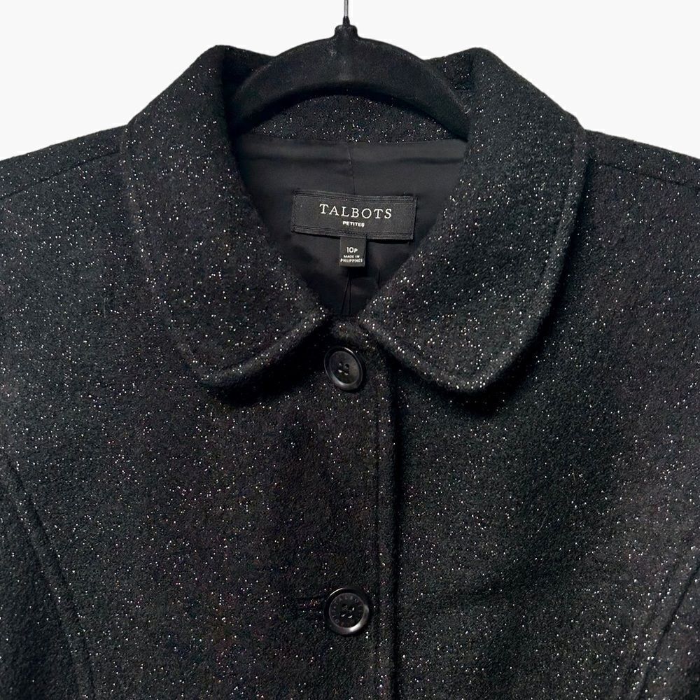 NWT Talbots Wool Blend Black Sparkly Button Up Bl… - image 2